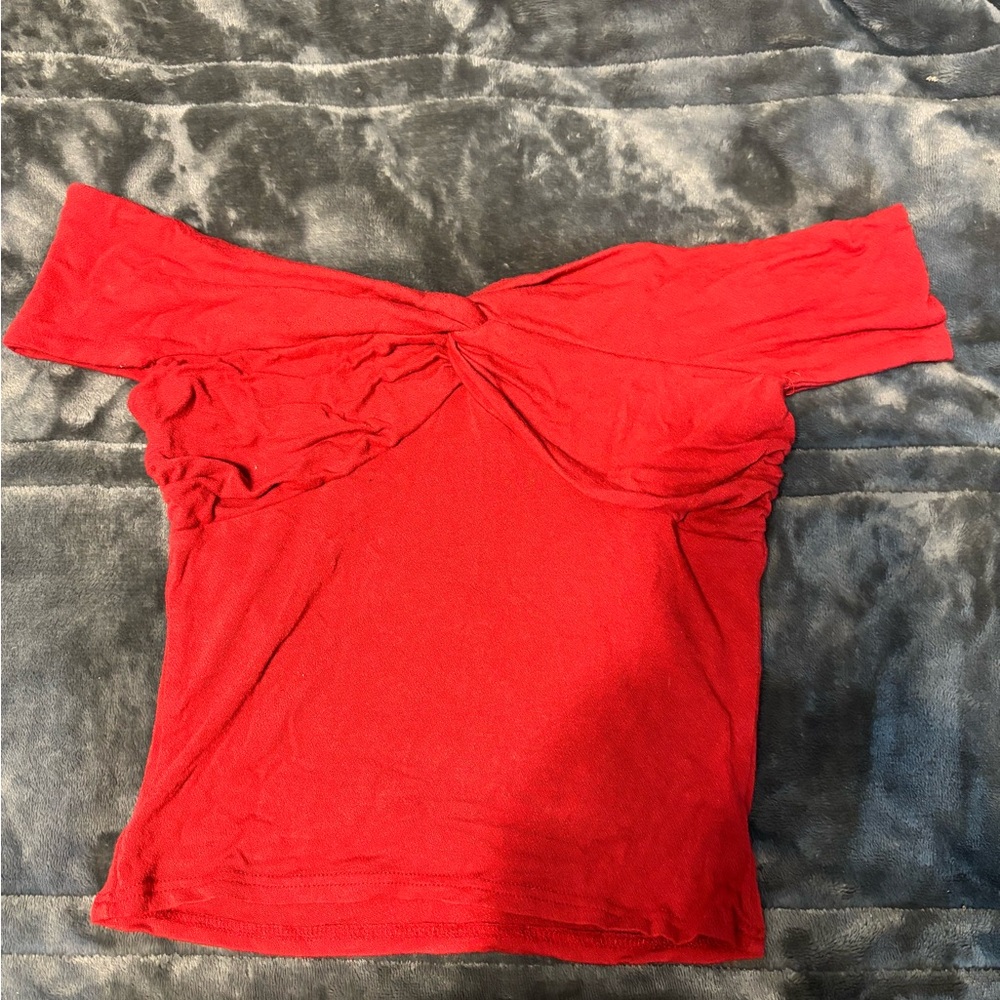 Elegant Red Off-Shoulder Top